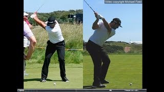 Jon Rahm golf swing  Long Iron faceon amp downtheline July 2017 [upl. by Maleeny549]