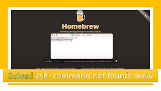 How to solve the homebrew installation problem quotZsh command not found  brewquot [upl. by Key]