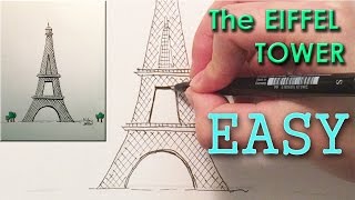 How to draw the Eiffel Tower  Paris World Monuments [upl. by Cailly]