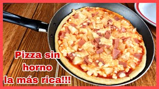 Pizza sin horno en sartén LA MÁS RICA Y MUY FÁCIL [upl. by Kylstra278]