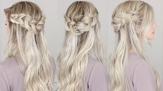 HalfUp Dutch Crown Braid Hairstyle  SIMPLE amp EASY [upl. by Eurd]