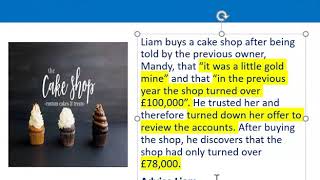 How to apply misrepresentation Liam cupcake scenario [upl. by Lemhar]