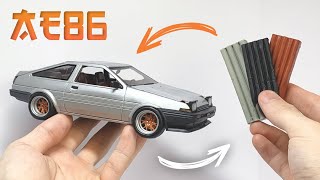 Plasticine clay to car building Toyota AE86 trueno 124 step by step in detail [upl. by Eibrik]