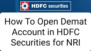 How to Open Online Demat Account in India for NRI  How to Open NRENRO Account in HDFC Bank hdfc [upl. by Adiehsar]