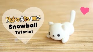 Neko Atsume Simple Snowball│Polymer Clay Tutorial [upl. by Naitsabas868]