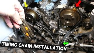 TIMING CHAIN REPLACEMENT INSTALLATION TIMING MARKS FORD 35 37 EDGE FLEX TAURUS FUSION LINCOLN MKX [upl. by Sirenay]