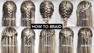 10 Basic Braids For Beginners  Easy DIY Tutorial [upl. by Rapp]