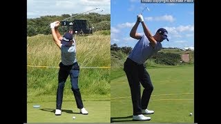 Justin Thomas golf swing  Long Iron faceon amp downtheline July 2017 [upl. by Zenger]