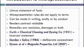 Misrepresentation Lecture 1 of 4 [upl. by Sibbie347]