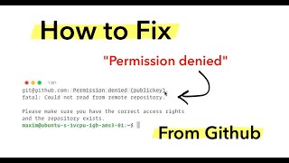 How to Fix GitHub Error Permission Denied publickey Fatal Could Not Read From Remote Repository [upl. by Welbie186]