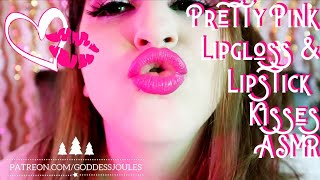 Pretty Pink Lipgloss and Lipstick Kisses ASMR Whispering [upl. by Anirtik]