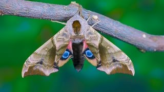 Smerinthus ocellata  Nastrosz półpawik  Abendpfauenauge  Eyed Hawkmoth [upl. by Danby]