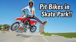 Riding Pit Bikes in Skate Park [upl. by Karylin]